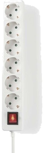 Nedis 6 veis skjøtekontakt 1.5m hvit ESOC615F2WT Nedis 6 veis skjøtekontakt 1.5m hvit ESOC615F2WT