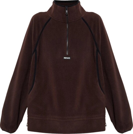 ROTATE Birger Christensen Fleece Half Zip Jacket   Brown   L