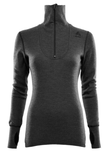 aclima W & Doublåwool Polo m/Zip Marengo Jet blåck Svart XS