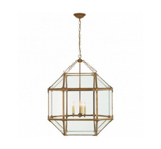 Morris Large Lantern Gilded Iron/Clear Glass Morris Large Lantern Gilded Iron/Clear Glass