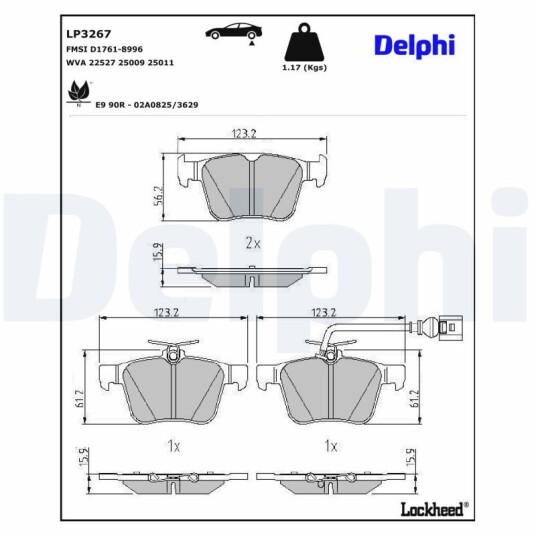 Bremseklosser DELPHI LP3267 Bremseklosser DELPHI LP3267