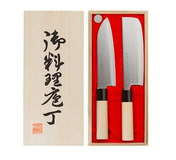 Satake Knivsett grønnsakshakk & santoku i balsaboks