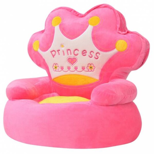 Barnestol plysj prinsesse - rosa