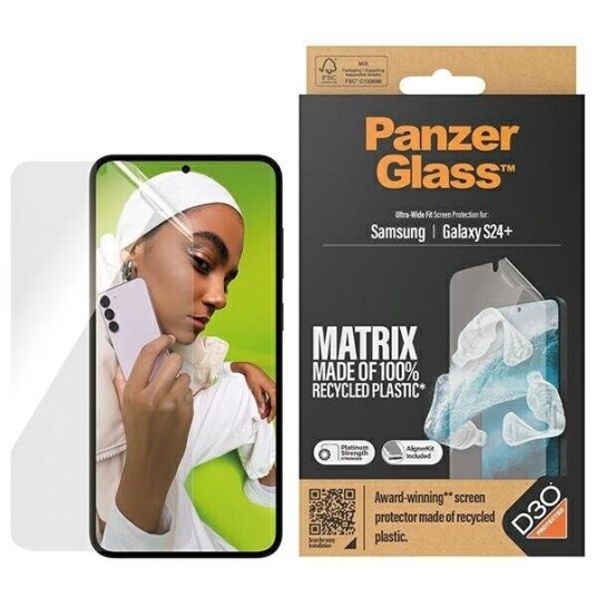 PanzerGlass Matrix AntiBakteriell Skjermbeskytter for Samsung Galaxy S24+ med D3O og AlignerKit