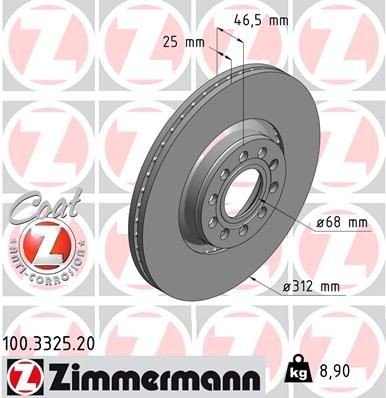 Bremseskive ZIMMERMANN 100.3325.20