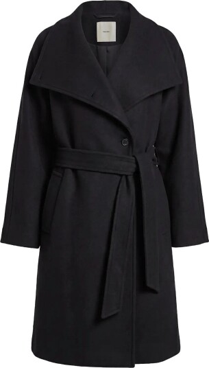Calvin Klein Funnel Neck Knee Length Wool Coa BLACK XL