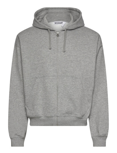 Weekday Boxy Midweight Zip Hoodie - Grey - L