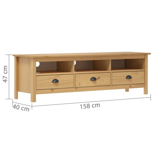 vidaXL TV-benk Hill honningbrun 158x40x47 cm heltre furu 8719883909936 vidaXL TV-benk Hill honningbrun 158x40x47 cm heltre furu 8719883909936