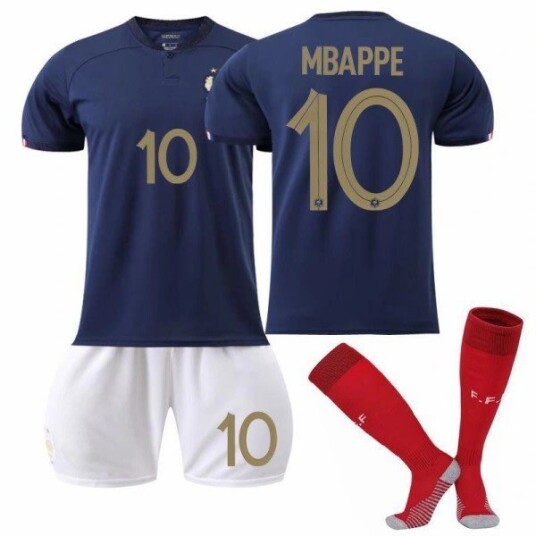 Mbappé #10 22-23 Frankrike Fotballdrakt VM Fotballdrakt For Voksne Barn Fotballtreningstøy Kids 24(130-140cm)
