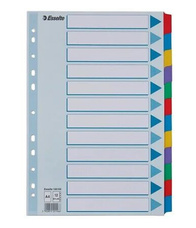 Esselte divider 12 parts for A4 tabbed white