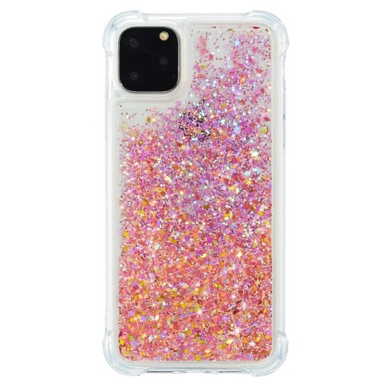 INCOVER iPhone 12 Mini Plastikk Deksel m. Glitter - Gjennomsiktig / Lyserosa