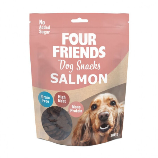 FourFriends Hundesnacks Laks 200 g - Kornfrie Belønningsgodbiter med Høyt Kjøttinnhold