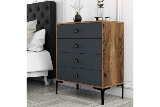 Ameias Kommode 76x90,7 cm Brun/Antrasitt Hanah Home
