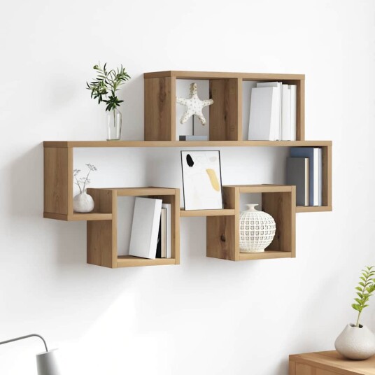Vegghylle med hylle artisan eik 82 x 15 x 51 cm Konstruert tre