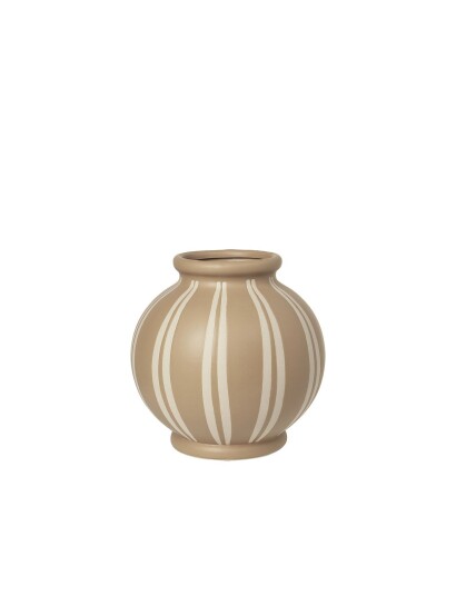 Broste Copenhagen Vase 'Wilma' Keramik Patterned MEERKAT/RAINY DAY H27CM