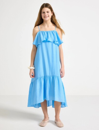 Lindex Dress With Flounces   Blue   158
