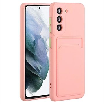 Samsung Galaxy S21 5G TPU-deksel med Kortholder Rosa