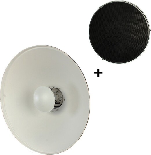 Beauty Dish Hvit - Med raster - Til alle merker - 55 cm