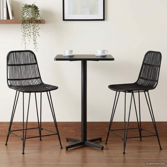 vidaXL Barstol 2 pcs Svart 44 x 54 x 96 cm Rattan og Stål vidaXL Barstol 2 pcs Svart 44 x 54 x 96 cm Rattan og Stål
