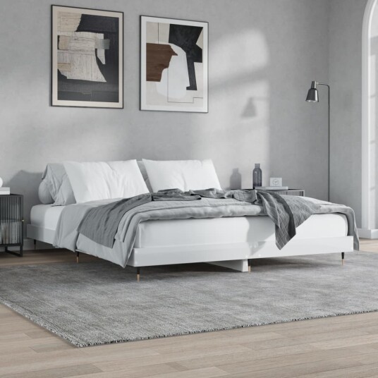 vidaXL Sengeramme høyglans hvit 200x200 cm konstruert tre vidaXL Sengeramme høyglans hvit 200x200 cm konstruert tre