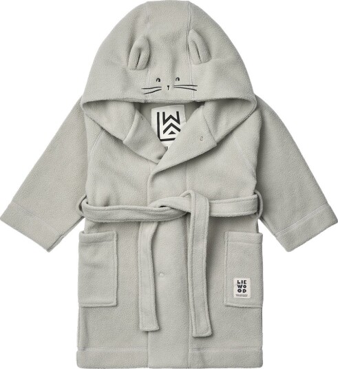 Liewood Badekåpe - Fleece - Minik Rabbit - Dove Blue - Liewood - 5-6 år (110-116) - Badekåpe Blå Grå
