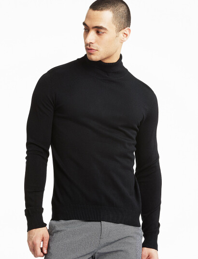 Lindbergh Ecovero L/S Roll Neck Knit - Black - L