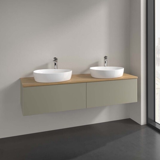 Villeroy & Boch Antao Servantskap med 2 skuffer 160x50x36 cm u/lys Steingrå/Eik Villeroy & Boch Antao Servantskap med 2 skuffer 160x50x36 cm u/lys Steingrå/Eik