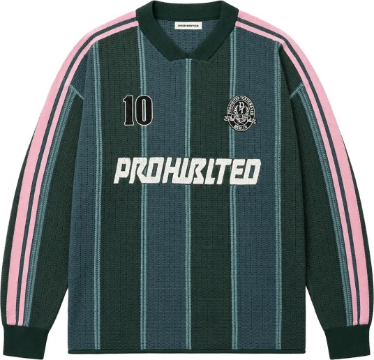 Prohibited Striped Team Knit Trikot Green L Prohibited Striped Team Knit Trikot Green L