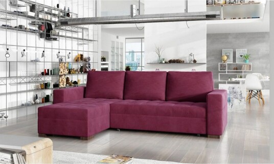 Seksjon Eltap Newark 237x150x90 cm Mat Velvet 68 Rød