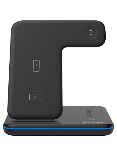 Canyon WS-302 wireless charging stand - 3-in-1 - Lightning/Micro-USB Type B - 15 Watt - Black