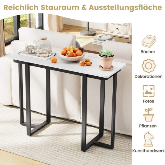 Smalt konsollbord – imitert marmor svart 107x40x79,5 cm