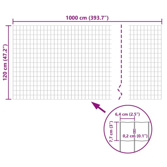 Euro gjerde stål 10x1,2 m grå