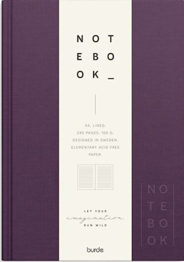 Burde Notebook Textile Plum Lined A5