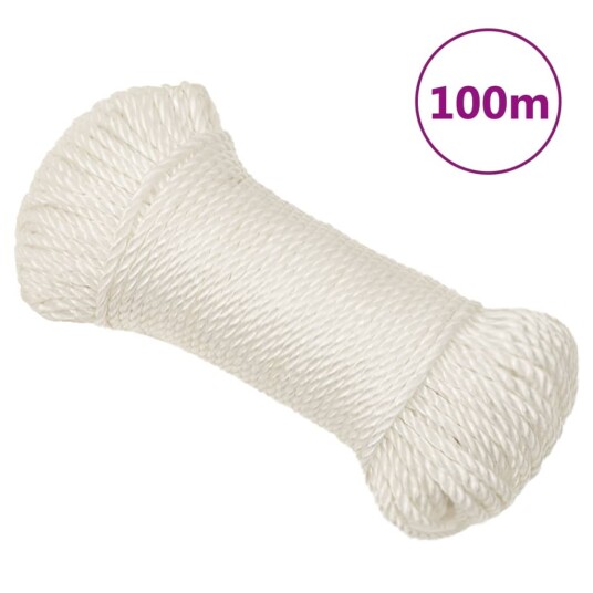  Arbeidstau hvit 8 mm 100 m polypropylen
