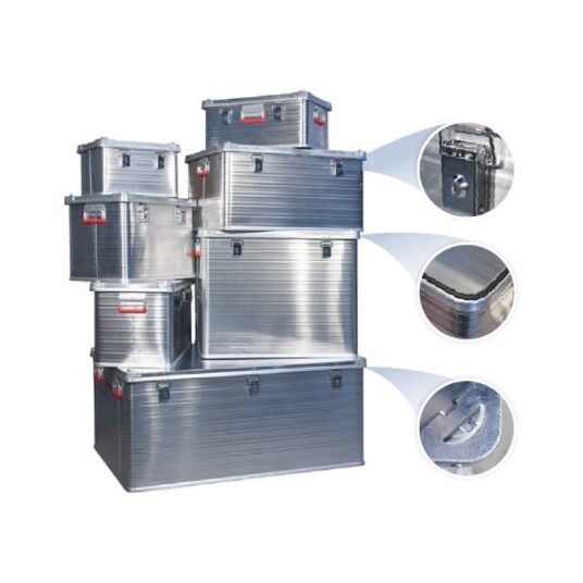 Kraftig aluminiumsbokser for oppbevaring 1mm m/lås 47 liter