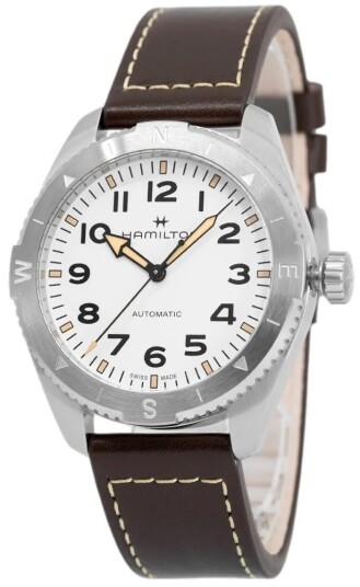 Hamilton Herreklokke H70315510 Khaki Field Hvit/Lær Ø41 mm