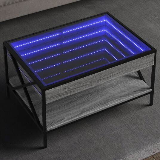  Salongbord med Infinity LED grå sonoma 70x50x38 cm 847705