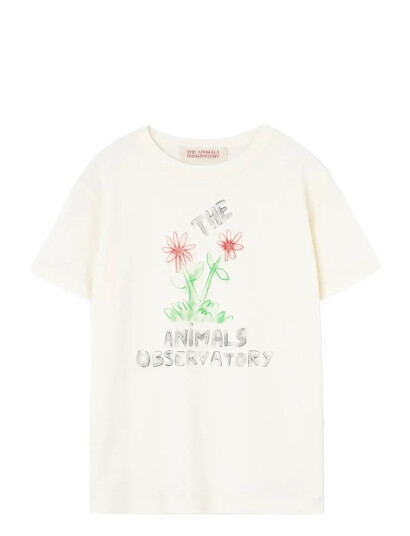 THE ANIMALS OBSERVATORY Flowers White Rooster T-Shirt - Cream - 10 Y THE ANIMALS OBSERVATORY Flowers White Rooster T-Shirt - Cream - 10 Y