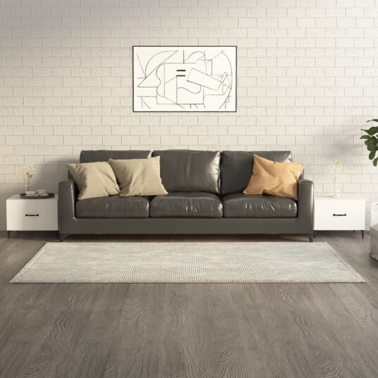 vidaXL Salongbord med metallben 2 stk hvit 50x50x40 cm vidaXL Salongbord med metallben 2 stk hvit 50x50x40 cm
