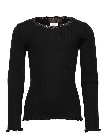Rosemunde Kids Beatha Silk T-Shirt W/ Lace Black 116 Rosemunde Kids Beatha Silk T-Shirt W/ Lace Black 116