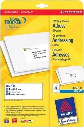 Avery Zweckform J8177 address labels 300 label s 42.3 x 99.1 mm