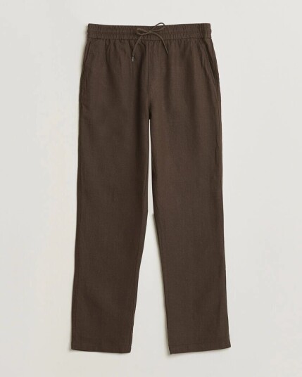 Les Deux Patrick Heavy Linen/Cotton Pants Brown