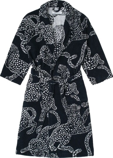 Desmond and Dempsey Jag Cotton Towel Robe   BLACK   L