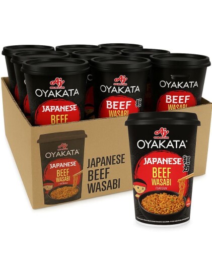 8 stk Aj Oyakata Japanese Spicy Beef Wasabi Noodle Cup   Hel Eske 744 gram Japan
