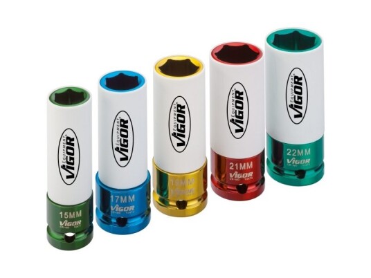 Vigor V2257, Pipenøkkelsett, 1/2", Metrisk, 5 Hode(R), 15,17,19,21,22 Mm Vigor V2257, Pipenøkkelsett, 1/2", Metrisk, 5 Hode(R), 15,17,19,21,22 Mm