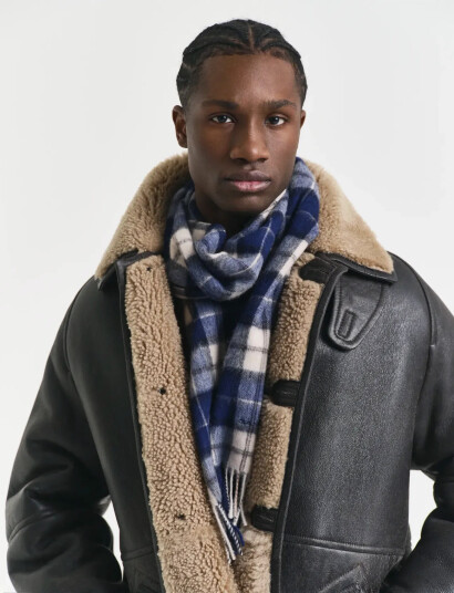 GANT Wool Checked Scarf - Blue - ONE SIZE GANT Wool Checked Scarf - Blue - ONE SIZE