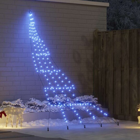  LED juletre med 168 LED med jordspyd Blå 306 cm Metall