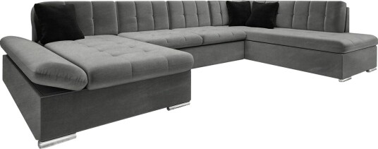 Zumar Sofa med Sjeselong og Divan 4 seter   Mørk grå/Svart