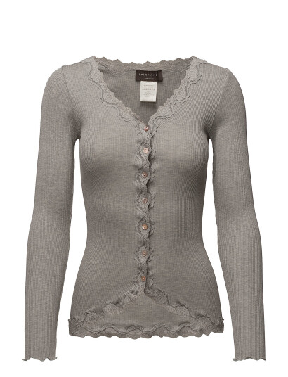Rosemunde Rwbabette Silk Ls V-Neck Lace Cardi - Grey - XL