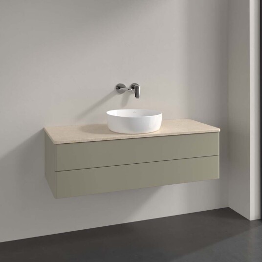 Villeroy & Boch Antao Servantskap med 2 skuffer 120x50x36 cm m/lys Steingrå/Crème